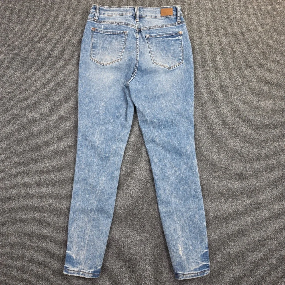 Judy Blue Skinny Fit Jeans Women's 7/ 28 High Rise Acid Wash Stretch Denim Blue